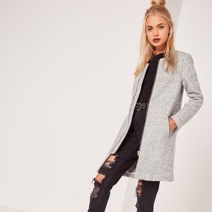 Missguided Longline Textured Wool Bomber, Size 2